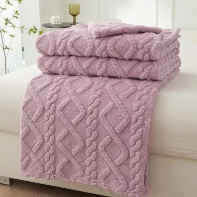Afbeelding van Mezzar Sprei voor tweepersoonsbed, fleece, zachte bankdeken, fleecedeken warm en comfortabel bed (paars, 150 x 200 cm)