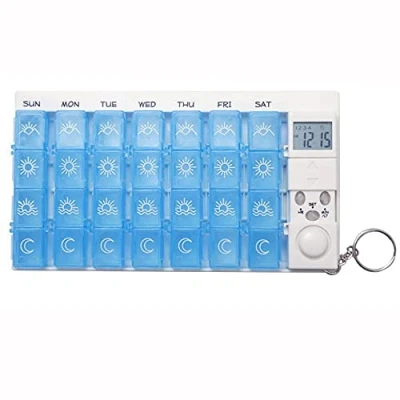 Afbeelding van Cisixin 7 dagen digitale pillendoos met alarm, tablettenbox 28 vakken (blauw)