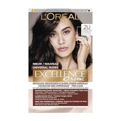 Afbeelding van 1+1 gratis: L&#039;Oréal Excellence Crème Universal Nudes Permanente Haarkleuring 2U Universeel Zeer Donkerbruin