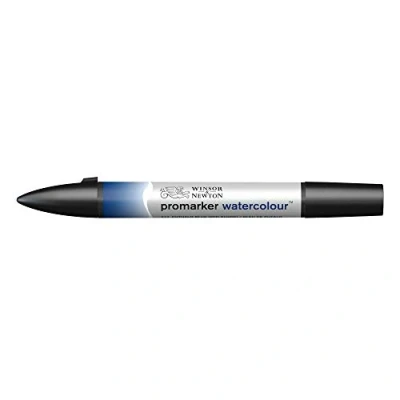 Afbeelding van Winsor &amp; Newton 0201514 Aquarelmarker 2 punten, penseel en fijne punt, lichtecht, hoog gepigmenteerde aquarelverf voor kalligrafie, tekeningen Water Colour Marker, Phthalo Blue (Red Shade)
