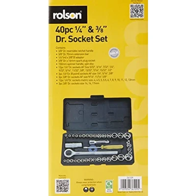 Afbeelding van Rolson 36109 40 delige 1/4&quot; &amp; 3/8&quot; Dr. Socketset
