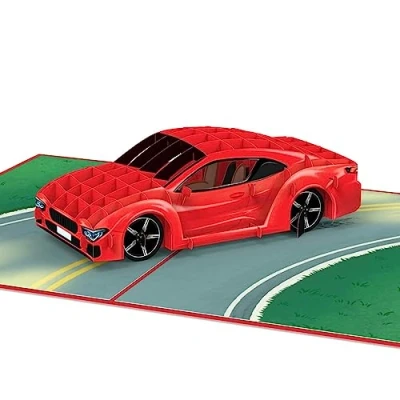 Afbeelding van papercrush® Pop upkaart sportwagen 3D verjaardagskaart met auto voor man, vriend en kinderen, geldgeschenk of waardebon rijbewijs, wenskaart 18e verjaardag jongens