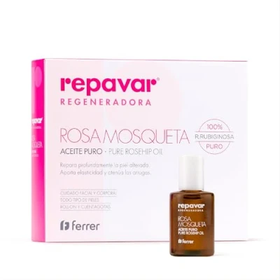 Afbeelding van Repavar Regeneratieve, 100% pure rozenbottelolie, R. Rubiginosa, regent diepe littekens, brandwonden en striae, in druppelformaat 2 roll on applicators, 15 ml