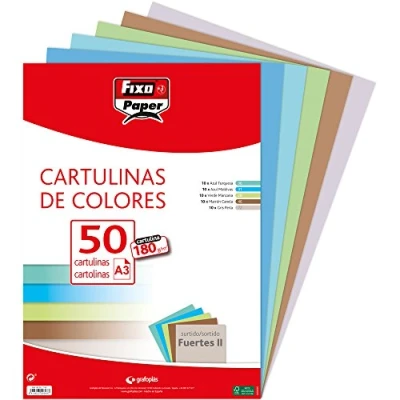 Afbeelding van Fixo Paper 00001795 verpakking met gekleurde dozen A3 kleurkeuze II, 50 stuks, 180 g