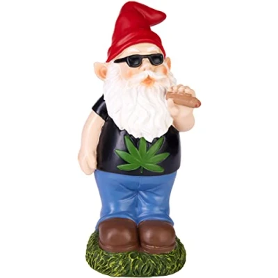 Afbeelding van BRUBAKER Tuinkabouter Cannabis Ondeugende Kabouter met Joint Grappig Wietrokend Tuinbeeldje Weerbestendige Decoratie voor Tuin en Camping Tuindecoratie Buiten 24 cm hoog