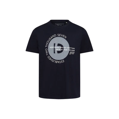 Afbeelding van TOM Tailor Denim Printed Tshirt print, Heren, Maat: Small, Dark navy