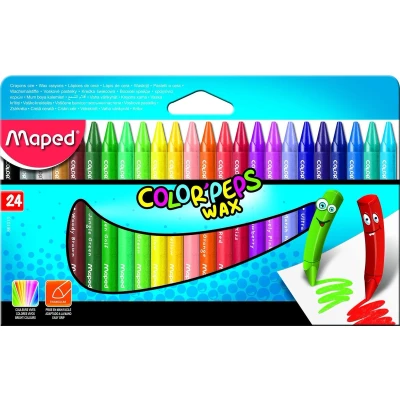 Afbeelding van Maped waskrijt Color&#039;Peps Wax, doos van 24 stuks in geassorteerde kleuren