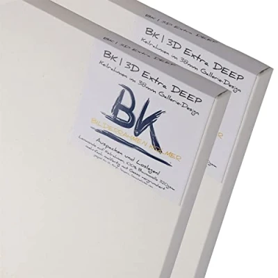 Afbeelding van 2x BK DEEP SCHILDERSDOEKEN op spieraam 70x100 cm 3D extra hoog Galerij canvas spanraam dubbel gegrond, klaar om te schilderen met doek