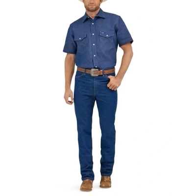 Afbeelding van Wrangler Western werkhemd voor heren, met drukknopen, lange mouwen, verwassen afwerking, blauw, L