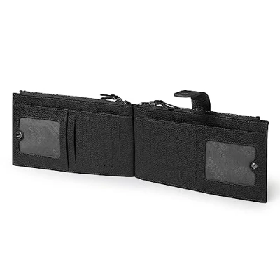 Afbeelding van Otto Angelino Echt Leder 2 Compartiment Bifold Wallet With Phone Compatible Slots RFID Blocking (Zwart)