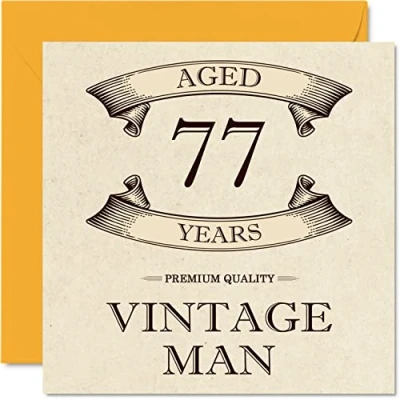 Afbeelding van Vintage 77e verjaardagskaarten voor mannen 77 jaar oud leuke verjaardagskaart opa vader echtgenoot oom broer wenskaarten 145 mm x wenskaarten,