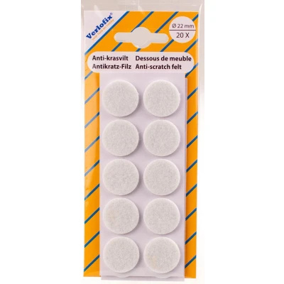 Afbeelding van Verlofix Anti krasvilt Zelfklevend Diameter 22mm Wit 20 Stuks