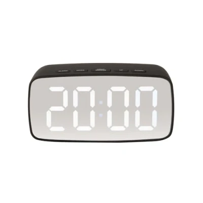Afbeelding van Karlsson Wekker Silver Mirror LED Ovaal Zwart 12x6cm
