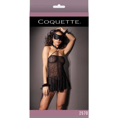Afbeelding van Leopard Babydoll with Handcuffs and Eye Mask One Size
