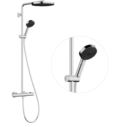 Afbeelding van hansgrohe pulsify s puro showerpipe 260 1jet met thermostaat en handdouche 3jet chroom 24236000