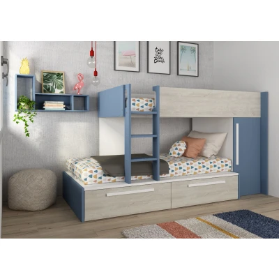 Afbeelding van Jules Stapelbed met kast en lades 90x200 Blauw
