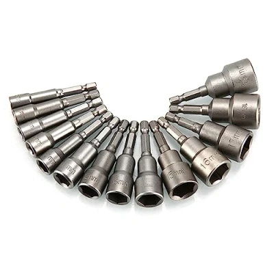 Afbeelding van Sporgo 1/4 inch dopsleutel set: 6 19 mm 14 stuks magnetische dopsleutelset accessoires voor accuschroevendraaier, slagmoersleutel set zeskant bit moer adapter