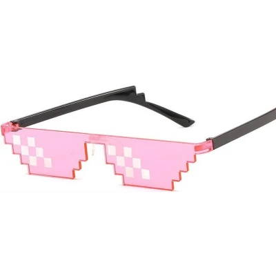 Afbeelding van CHPN Pixelbril Festivalbril Feestbril Partybril Roze Thug Life 6 Pixel bril Deal With It One size Hippe Accessoire