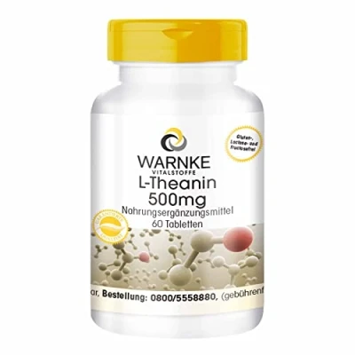 Afbeelding van L Theanine 500mg hoge dosering &amp; veganistisch 60 Tabletten Aminozuur Warnke Vitalstoffe Duitse apothekerskwalitei
