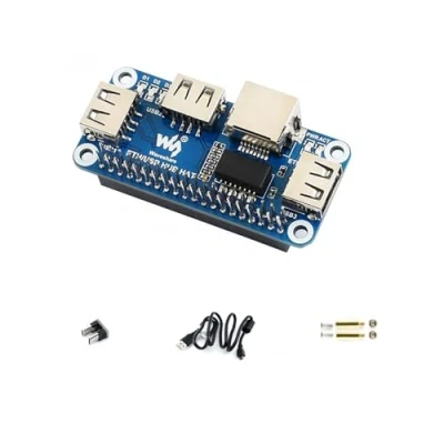 Afbeelding van Ethernet/USB HUB HOED voor Raspberry Pi, 1x RJ45 Ethernet poort op basis van RTL8152B chip, 3x USB poorten passen perfect de nul/nul W/Zero WH