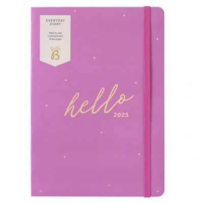 Afbeelding van Busy B Dagelijks A5 weekplanner dagboek 2025 compact voor studenten, docenten en werk met een week to view lay out, handige planners, notitiepagina&#039;s elastische sluitband fuchsia