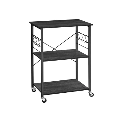 Afbeelding van Keukenplank op Wielen Opbergrek Rollende Organisator Capaciteit 80 kg 40 cm x 60 89 Zwart metalen frame