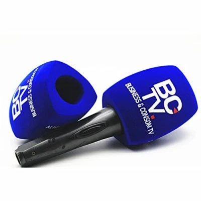 Afbeelding van Aanpassen Logo voor Microfoon Foam Windschermen Handhold Spons Covers TV Interview Microfoons 5 stuks (Blauw)