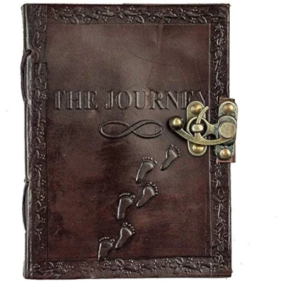 Afbeelding van OVERDOSE The Journey Vintage Leather Journal Antiek handgemaakt ongevoerd papier, lederen schetsboek, tekendagboek, geweldig cadeau voor mannen en vrouwen maat 5 &quot;x 7&quot; inches 12 x 17 cm