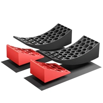 Afbeelding van Wiltec caravan levellers draagkracht tot max. 13 t nivellerende oprijwiggen 10 cm voor camper, en aanhanger, leveller met waterpas mat