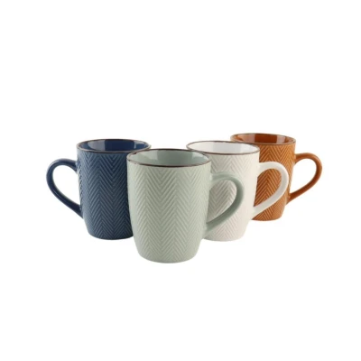 Afbeelding van OTIX Koffiekopjes met Oor Set van 4 Verschillende kleuren Aardewerk 370 ml