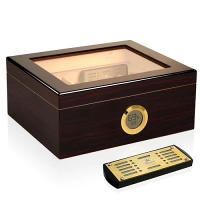 Afbeelding van SLEGE Humidor Sigarenkast,Humidore Cederpitten met Digitale Hygrometer,Luchtbevochtiger en Verdeler,Sigaren voor Heren Cadeau,Cuba Sigaren Accessoires (30 50 sigaren)