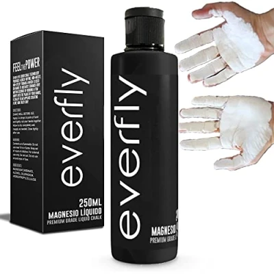 Afbeelding van EVERFLY Vloeibaar Magnesium Crossfit 250 ml, Krijt Gripping Gel voor Klimmen, Calisthenie, Gewichtheffen, Tennis, Padel, Gym, Dans Vloeistof Handen Extra Grip