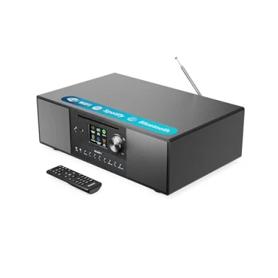 Afbeelding van Majority Quadriga Internetradio met cd speler en bluetooth, 120 W, 2.1 stereo DAB radio ingebouwde subwoofer, internetradio, WLAN Spotify Connect, podcasts, FM, kleurendisplay
