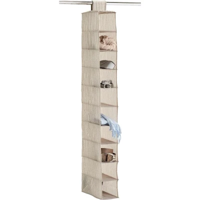 Afbeelding van Zeller Present Multifunctionele mand Strepen 10 vakken, fleece, beige