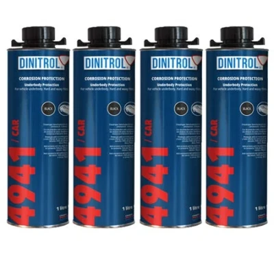 Afbeelding van REJEL DINITROL 4941 ZWART UNDERBODY WAX 4 x 1 liter blikjes (met Schutz stijl schroefdop)