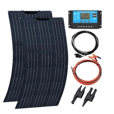 Afbeelding van XINPUGUANG 200W zonnepaneelkit systeem 2 stuks 100W 18v flexibele monokristallijne zonnepaneel voor camper, boot, tent, auto, aanhangwagen, 12v batterij opladen
