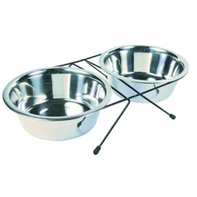 Afbeelding van Trixie voer / waterbak set rvs metaal 2x1,8 ltr