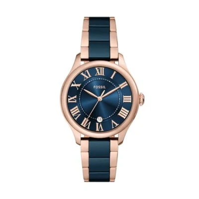 Afbeelding van Fossil Gilmore Horloge voor Dames, Quartz Drie Wijzers Datum Uurwerk met roestvrijstalen of leren band
