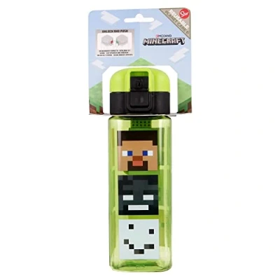 Afbeelding van Minecraft Characters Vierkante Drinkfles / Drinkbeker met Safety Lock en Draagring 550 ml BPA vrij