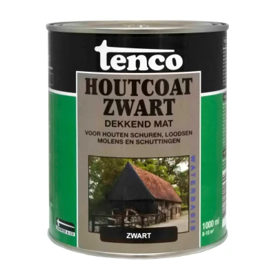 Afbeelding van Tenco Houtcoat Zwart Waterbasis Mat 1 ltr Buiten onderhoud