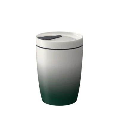 Afbeelding van Villeroy &amp; Boch To Go beker S groen, 2 delig, 290 ml, premium porselein/siliconen, wit/groen, 1 stuk (1 stuk)