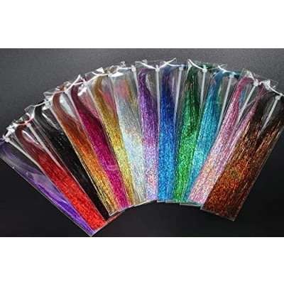 Afbeelding van Tigofly 13 packs kleuren 0.3mm Holografische Flashabou Glinsterende Klatergoud Sparkle Crystal Flash Forel buis vliegen binden materialen