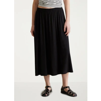 Afbeelding van Marc O&#039;Polo Denim dames Midi rok met plooien in de kleur Zwart, maat: XS