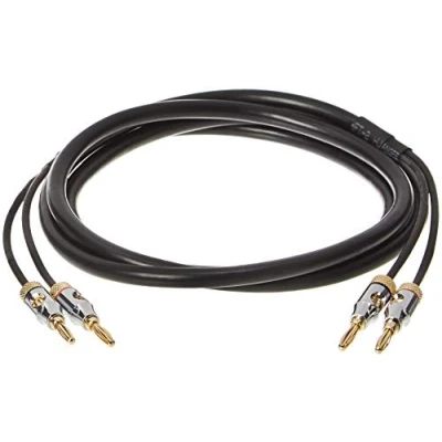 Afbeelding van Amazon Basics Luidsprekerkabel, 16 AWG, vergulde banaanstekkers, 4 mm, CL2, 99,9% zuurstofvrij, 1,8 m, zwart