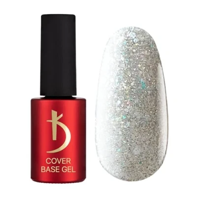 Afbeelding van K Professional Base Coat Cover Gel Transparant Blue White Flakes 7 ml UV nagellak onderlak gelnagels gellak 01CD blauw wit vlokken