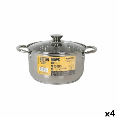 Afbeelding van Pot met Glazen Deksel Quttin New neron Staal 8 L (4 Stuks)