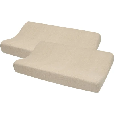 Afbeelding van Meyco Baby Uni aankleedkussenhoes 2 pack badstof sand 50x70cm