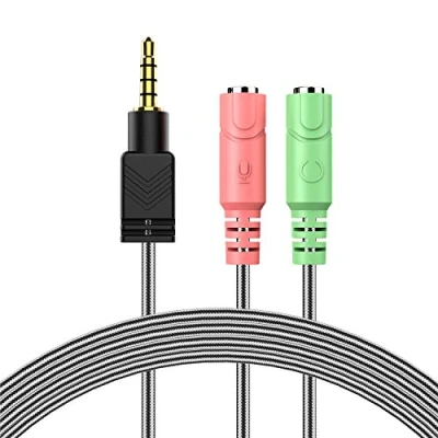Afbeelding van MillSO 3,5 mm audiojack Y kabel headset splitter adapter met aparte microfoon en hoofdtelefoonaansluiting voor pc gaming headset, Xbox One, PS4, pc, mobiele telefoon tablet 100 cm zwart
