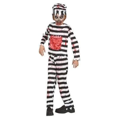 Afbeelding van Guirca Boef Kostuum Levenslange Hongerige Zombie Gevangene Kind Zwart / Wit 5 6 jaar Halloween Verkleedkleding
