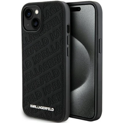 Afbeelding van Karl Lagerfeld Quilted Pattern Back Case Geschikt voor Apple iPhone 15 Plus (6.7&quot;) Zwart